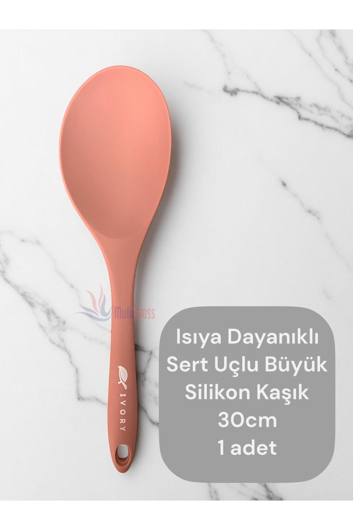 Multiamo Isıya Dayanıklı Sert Uçlu 30 cm Büyük Silikon Kaşık 1 adet
