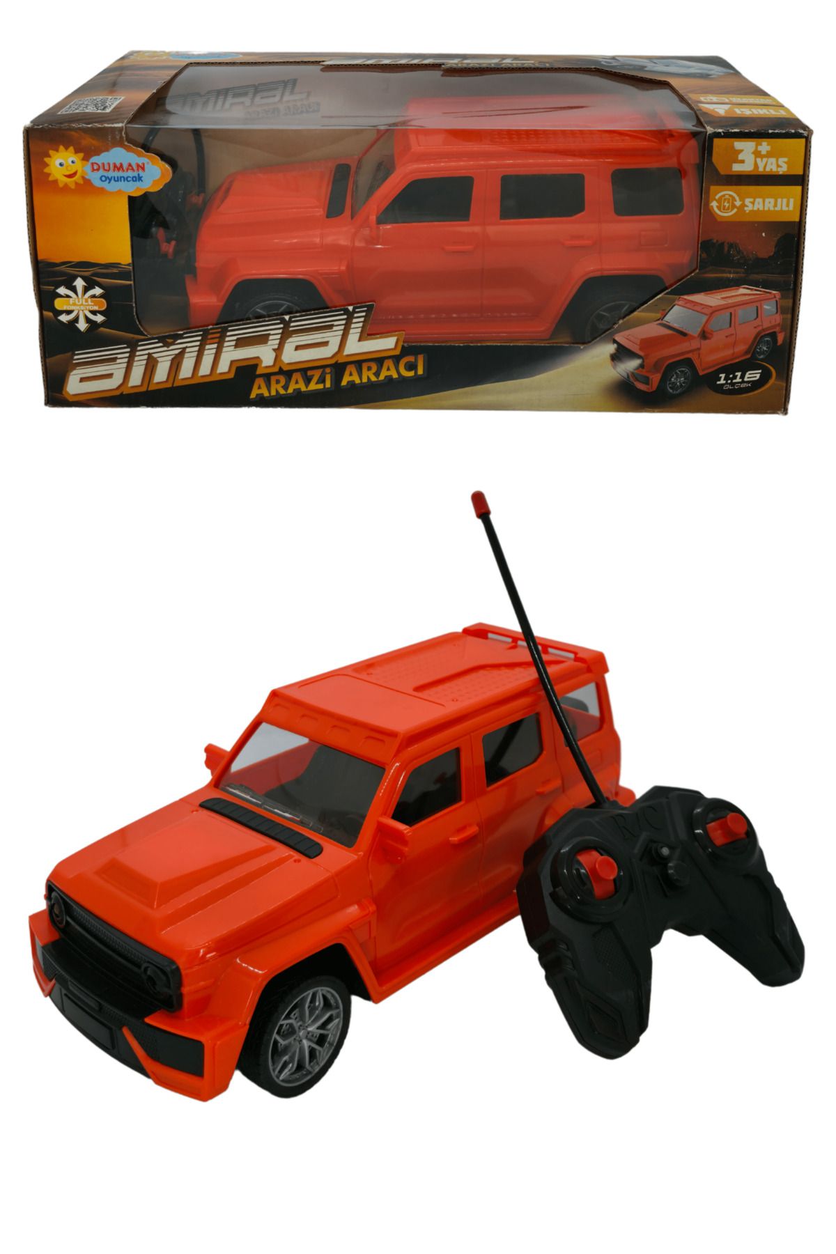 RAF Store Full Fonk.Şarjlı Işıklı Yüksek Hız Uzaktan Kumandalı Araba Amiral Arazi Aracı 1:16 Ölçek 27Mhz 25 Cm