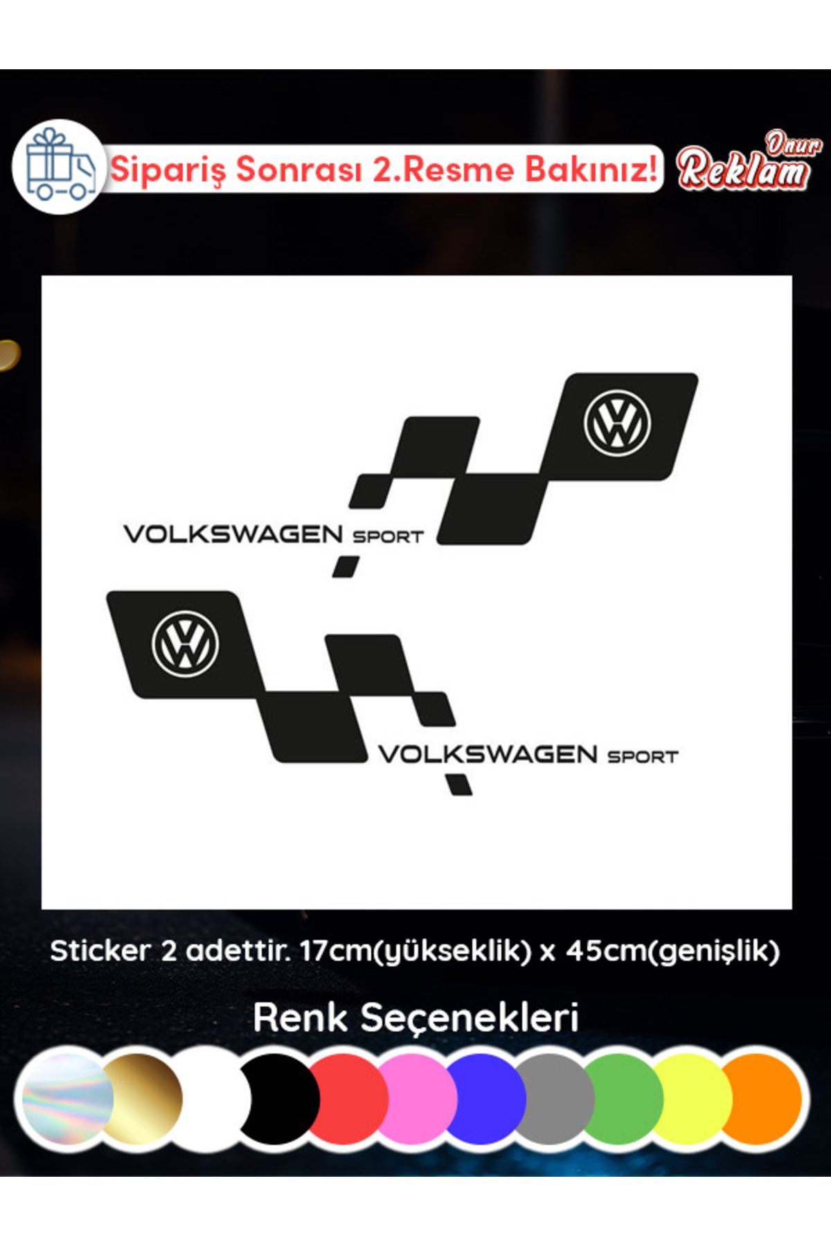 onurreklamonline Volkswagen Sport Oto Sticker 2Adet