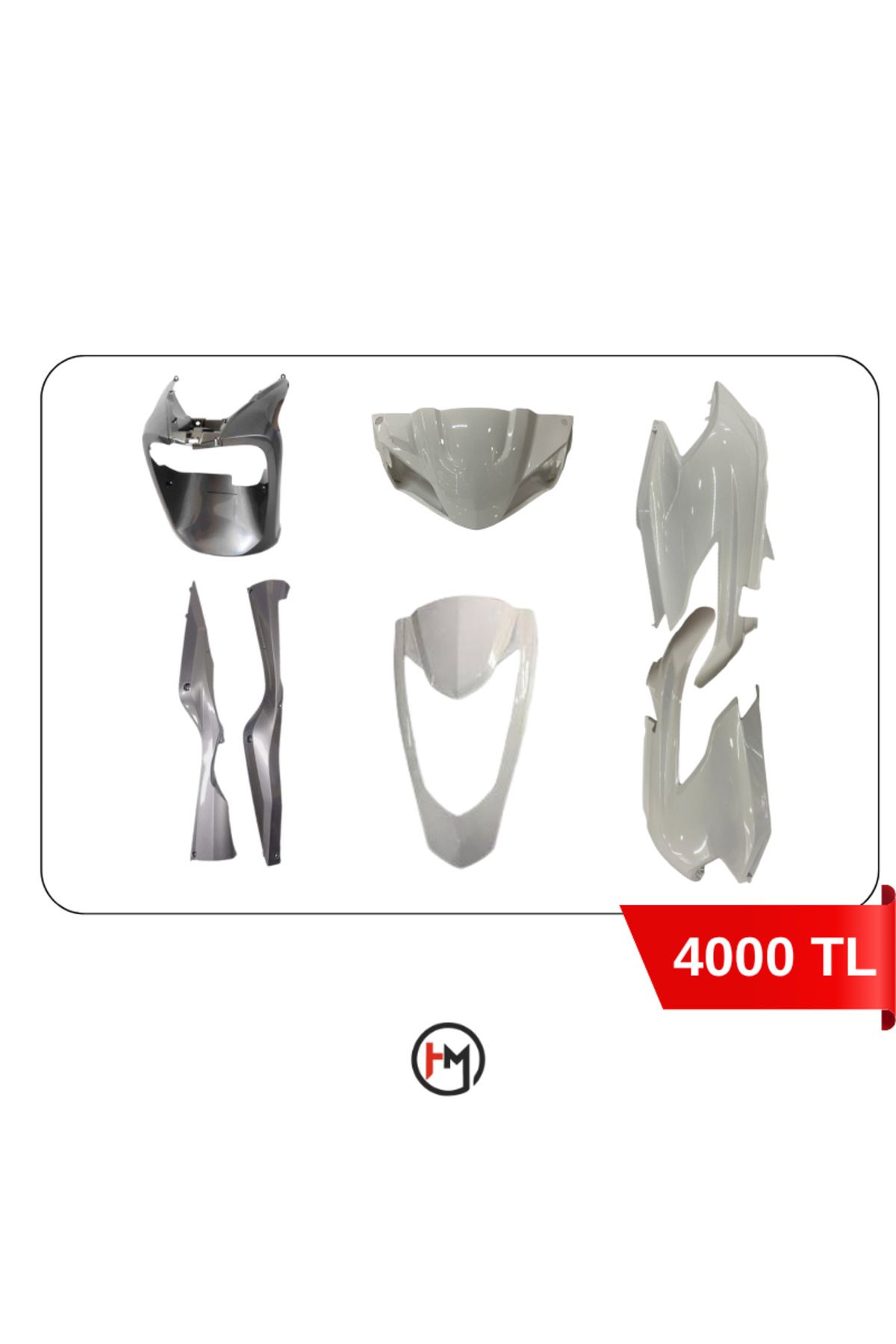 Hner Honda Activa S Grenaj Seti Beyaz Renkli + 2 Siyah Parça Eski Model Beyaz