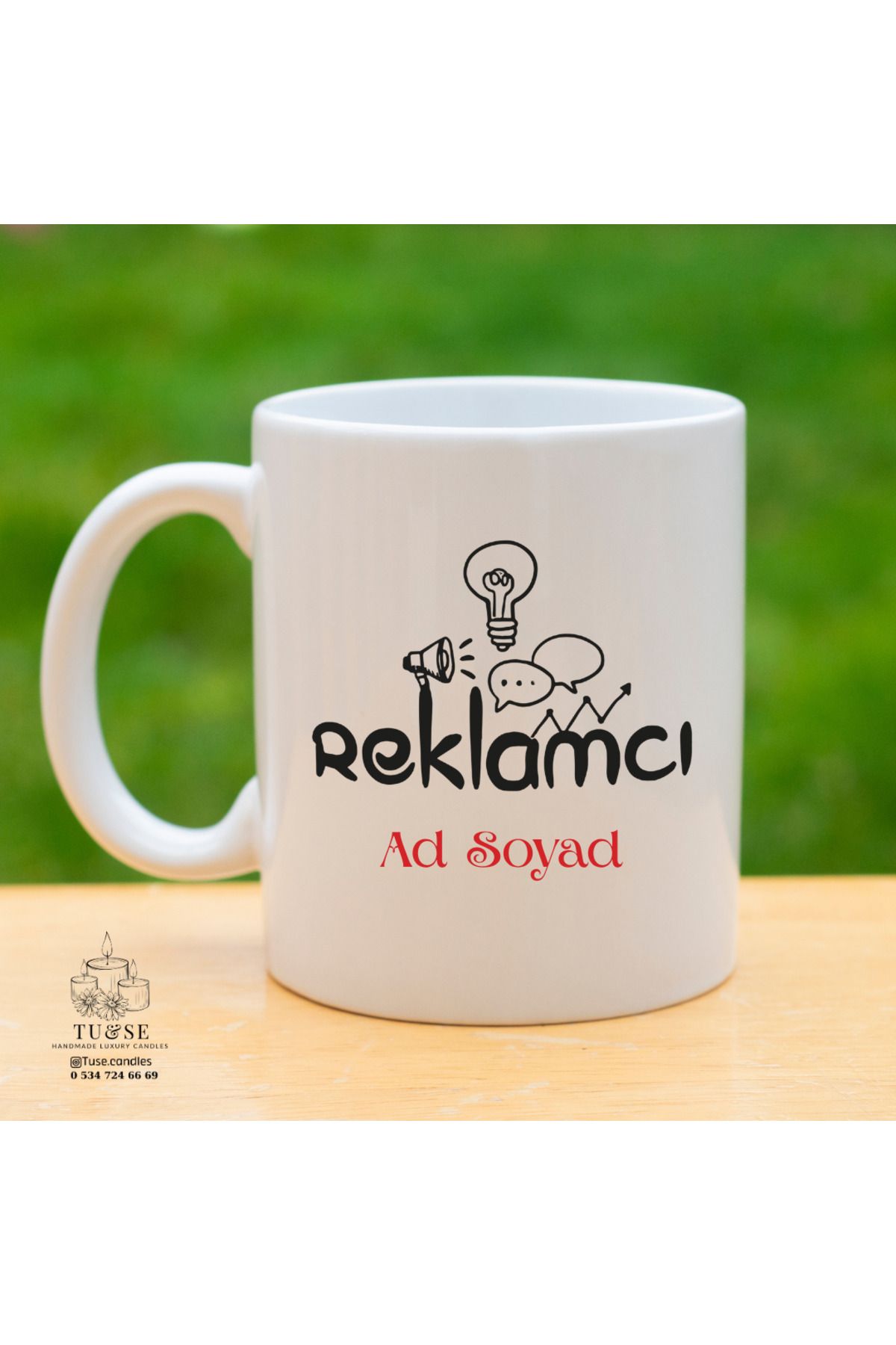Tu&Se Candles 📢 Reklamcılara Özel Kupa – İsmini Yaz, Sloganı Seç!