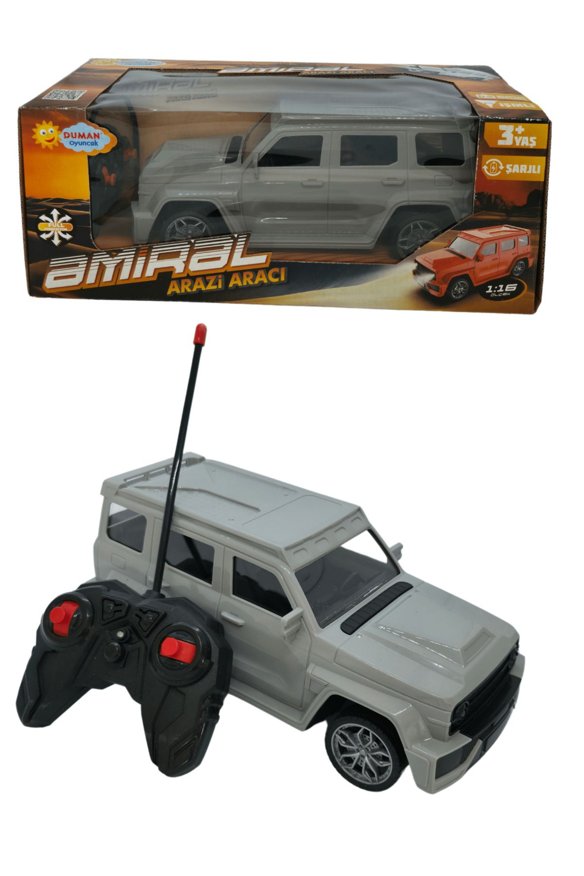 RAF Store Full Fonk.Şarjlı Işıklı Yüksek Hız Uzaktan Kumandalı Araba Amiral Arazi Aracı 1:16 Ölçek 27Mhz 25 Cm