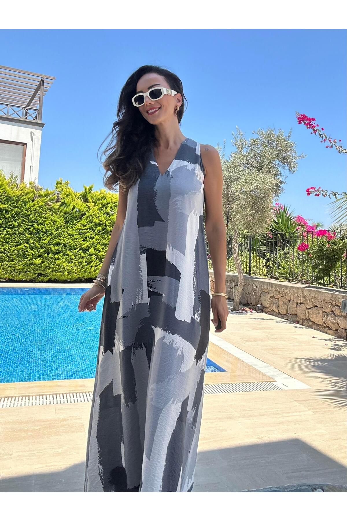 Atelier Derin Gri İnce Modal Maxi Elbise