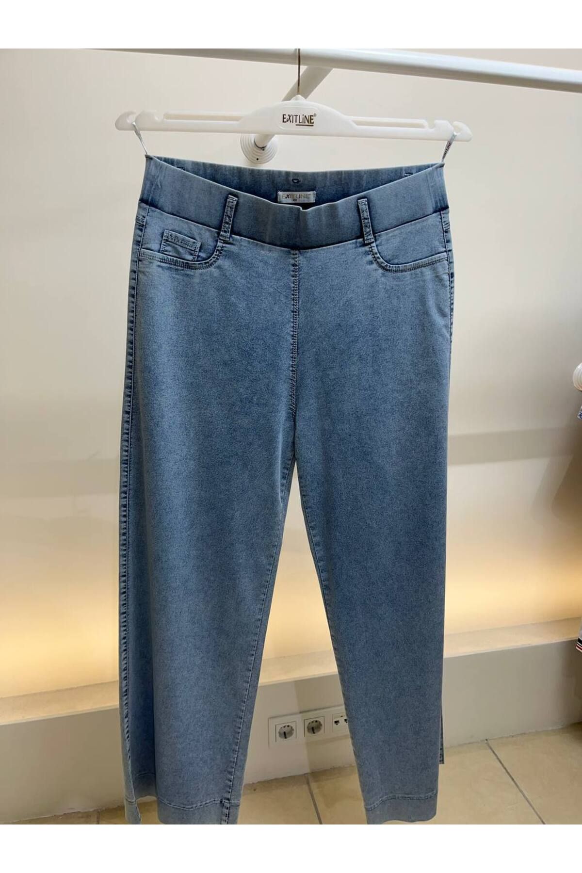 EXİTLİNE Kadın Yazlık Buz Mavi Geniş Paça Pantolon