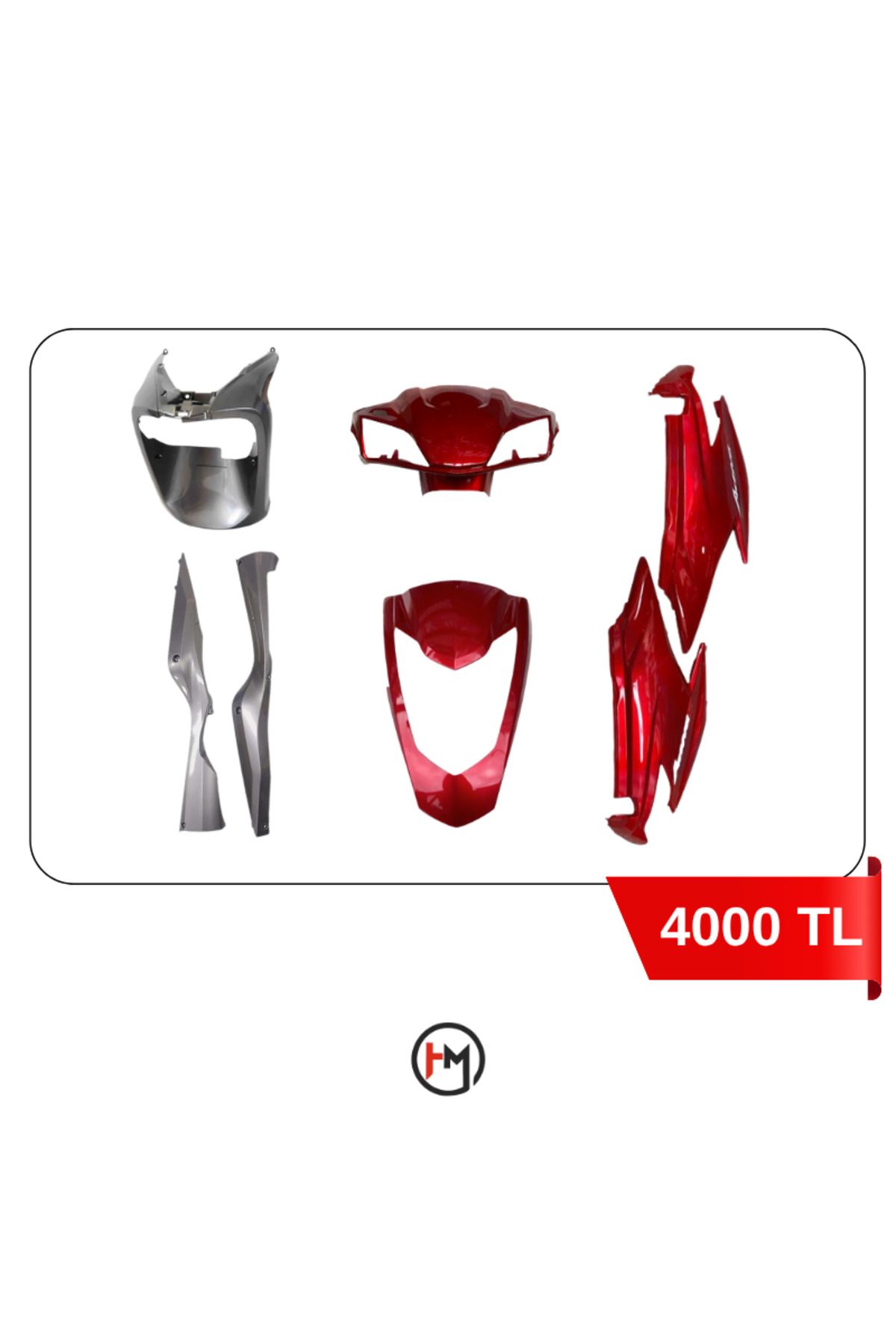 Honda Activa S Grenaj Seti Kırmızı Renkli + 2 Siyah Parça Yeni Model Kırmızı