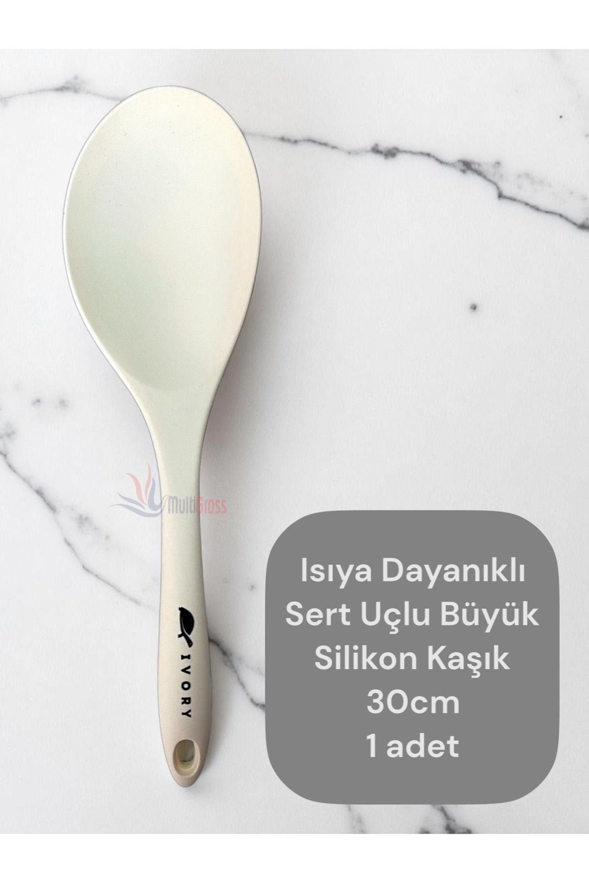 Multiamo Isıya Dayanıklı Sert Uçlu 30 cm Büyük Silikon Kaşık 1 adet