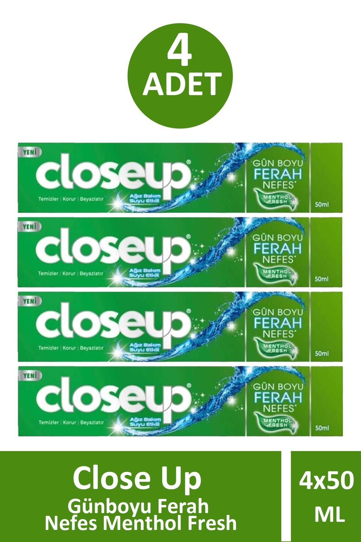 Closeup Close Up Günboyu Ferah Nefes Menthol Fresh 50 ml 4 Adet