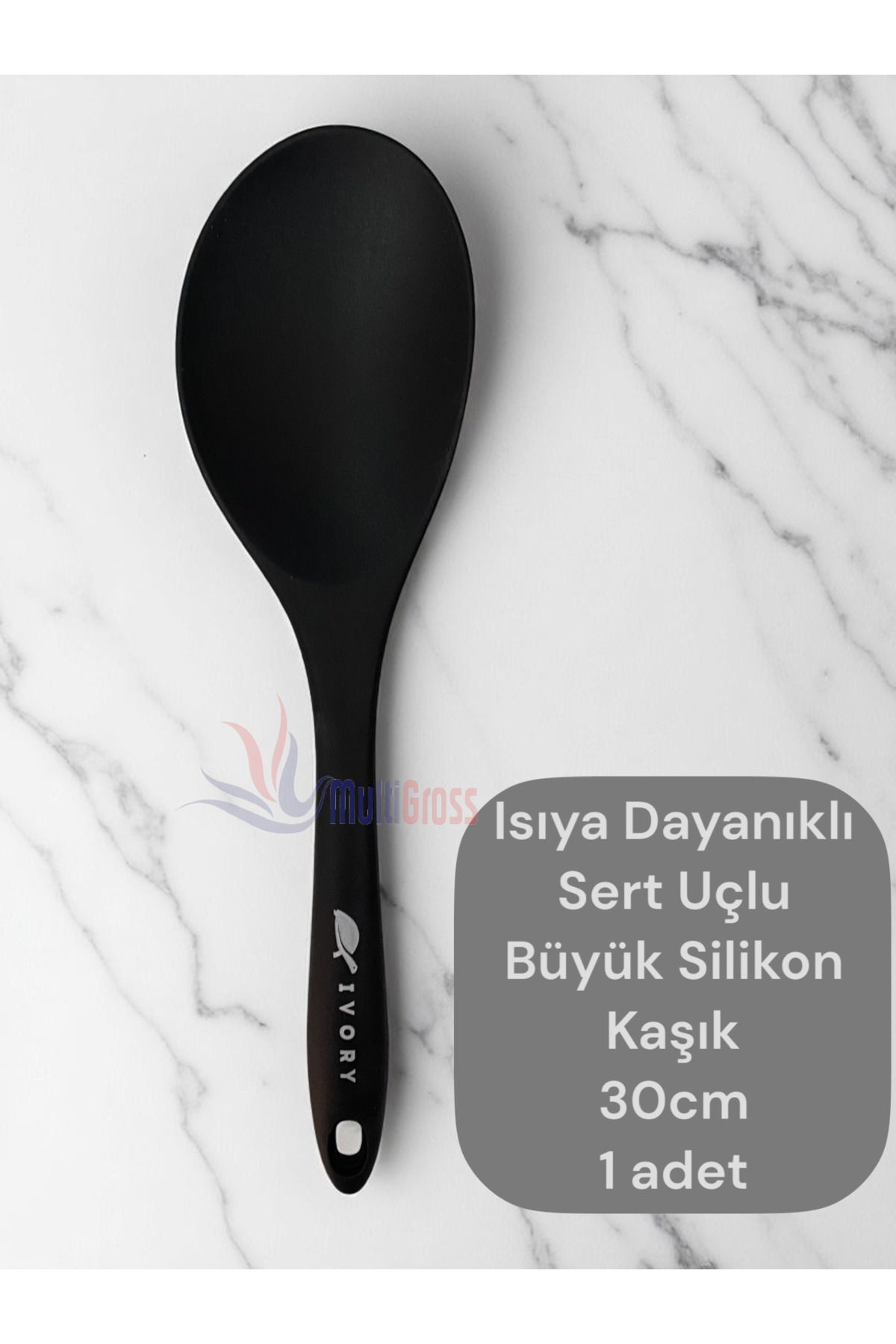 Multiamo Isıya Dayanıklı Sert Uçlu 30 cm Büyük Silikon Kaşık 1 adet