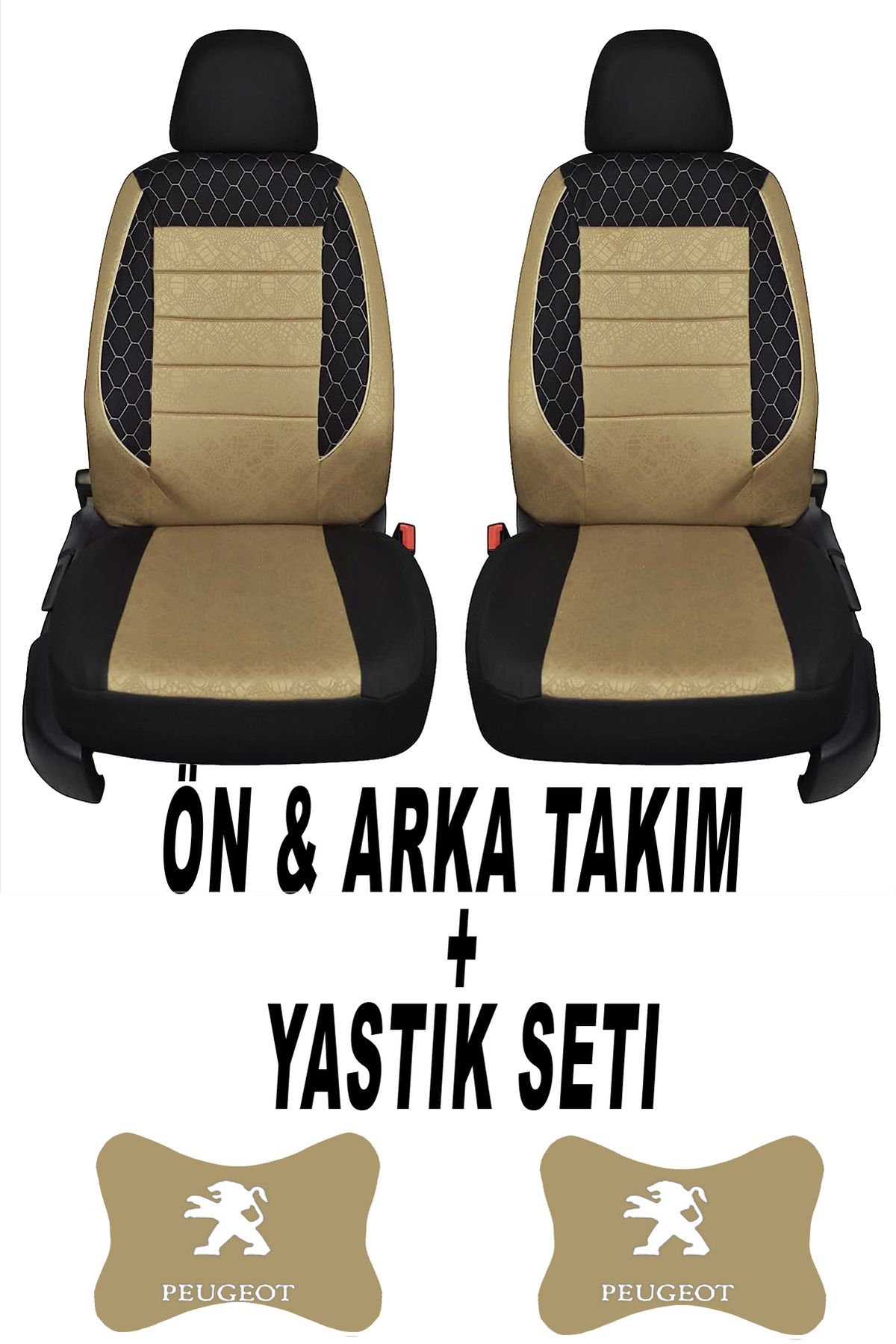 1araba1ev Oto Koltuk Kılıfı Peugeot Ön Arka Takım + 2 Adet Boyun Yastığı Seti