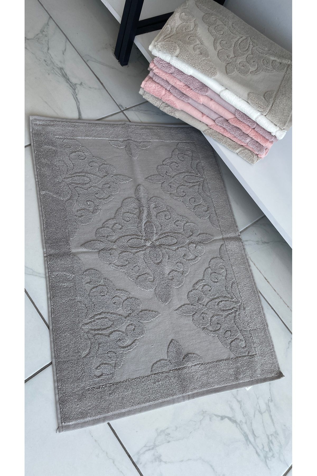 AHSEN TASARIM gri 50x70 cm pamuklu ayak havlusu
