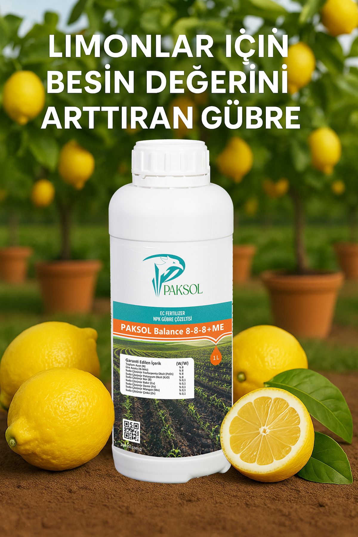 Paksol Limonlar İçin NPK Gübre - Besin Değerini Arttıran Sıvı Gübre 1 Litre