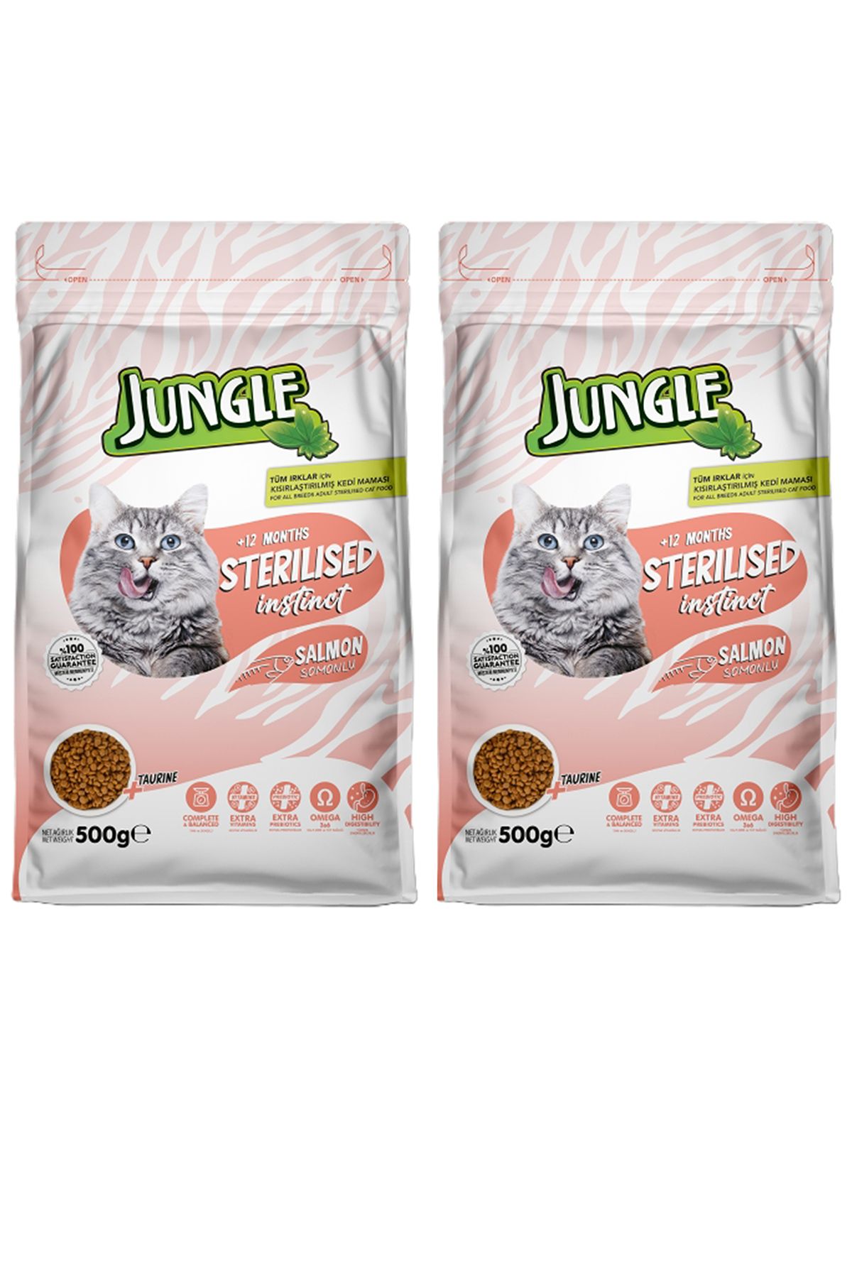 Jungle 500 GR KURU KEDİ MAMASI YETİŞKİN STERİLESED SOMONLU 2'Lİ