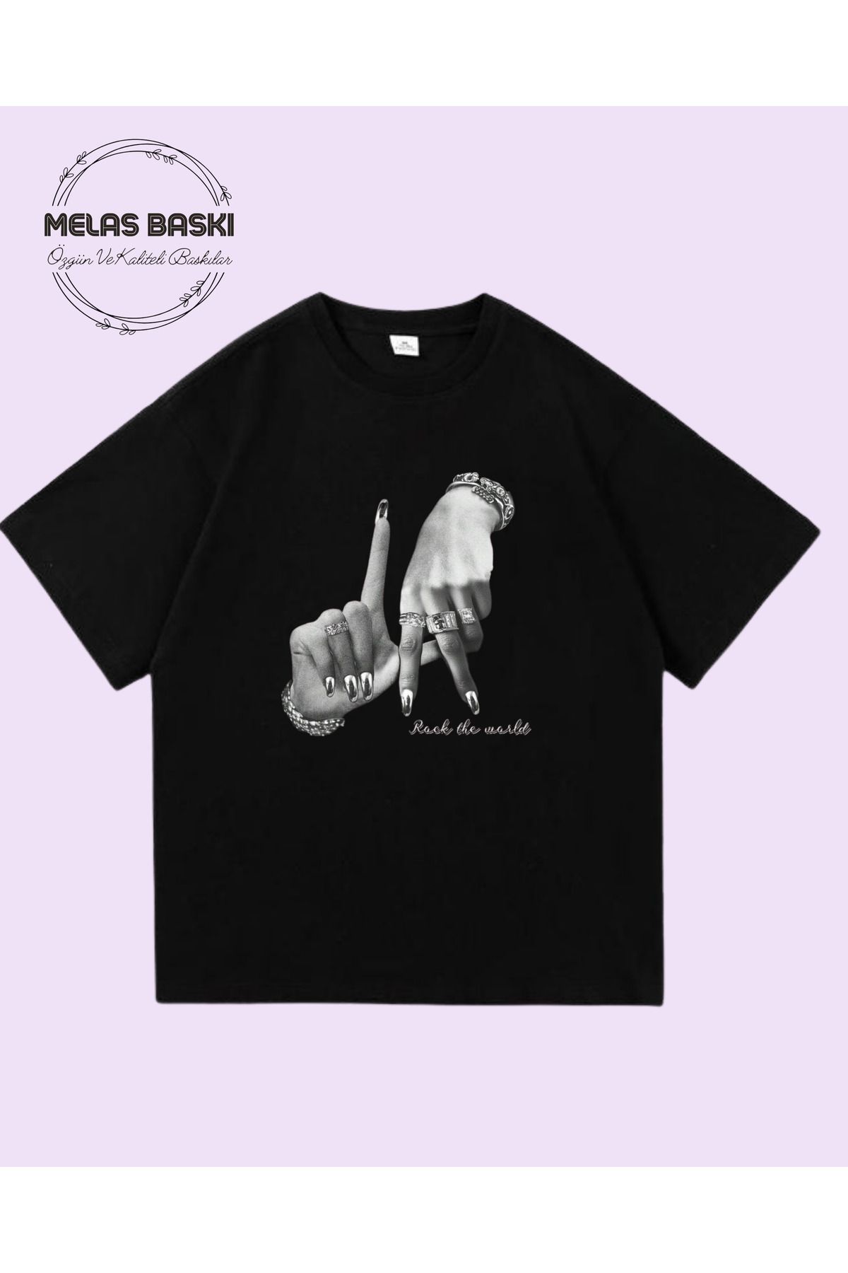 MELAS BASKI Pamuklu Oversize Baskılı Tişört