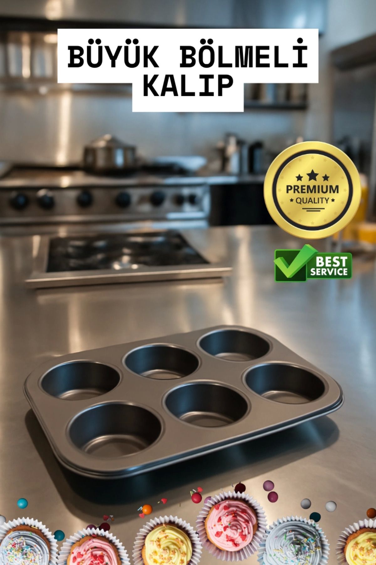 Modafiks Cupcake Fırın Kalıbı 6 Büyük Bölmeli 6 Bölmeli Muffin Kek Kalıbı