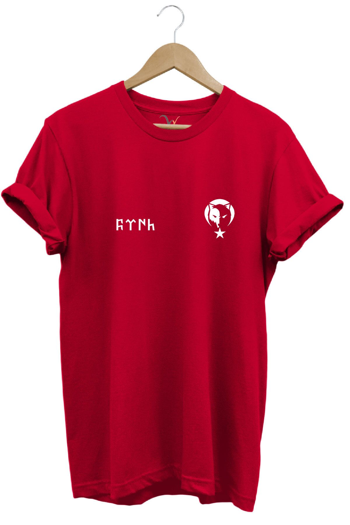 WİDİ Göktürkçe TÜRK Yazısı ve Kurt TÜRKİYE Bozkurt Baskılı %100 Pamuk Regular Fit Premium T-shirt