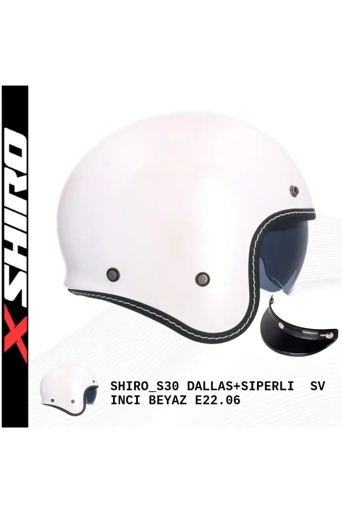 Shiro SHİRO JC DALLAS İNCİ BEYAZ YARIM KASK