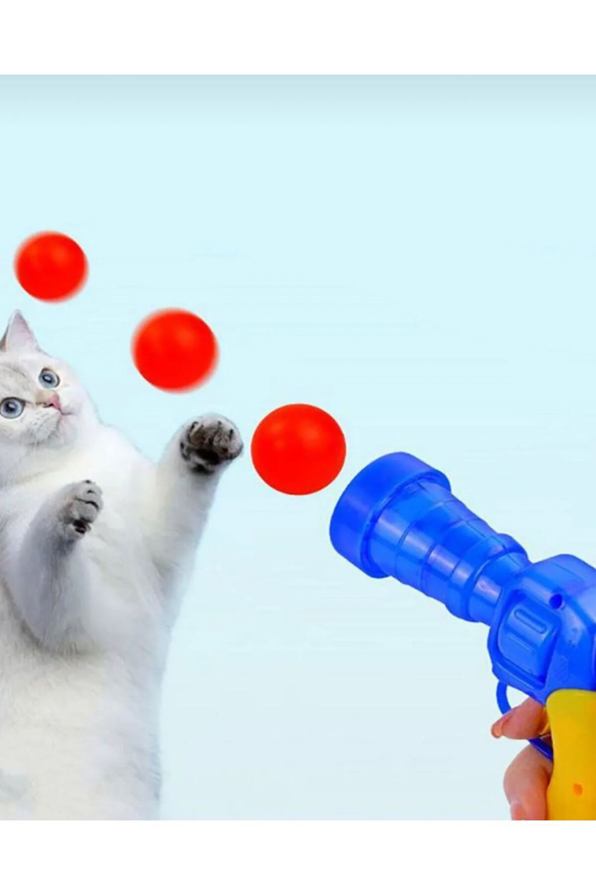 ArvenToys Top Fırlatan Kedi Oyuncağı, Top Atma Tabancası Ve 3 Adet Top