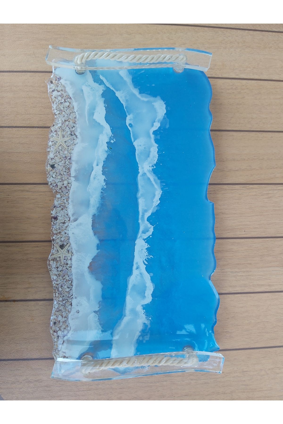 bahartsrm Deniz ve kumsal manzaralı Epoksi Tepsi 30 x 16 cm