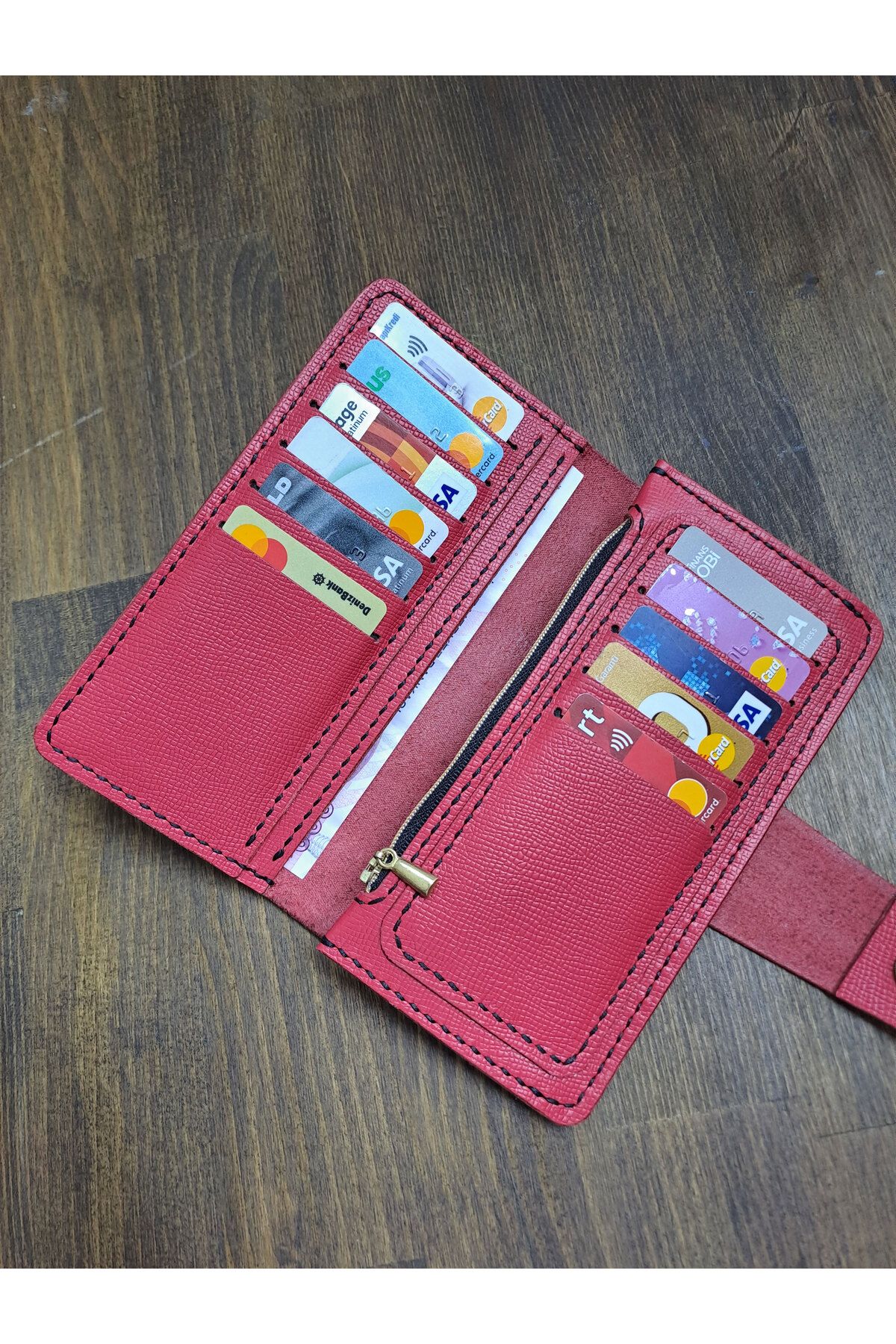heyecanleather El Yapımı Gerçek Deri Kırmızı Kadın Cüzdan