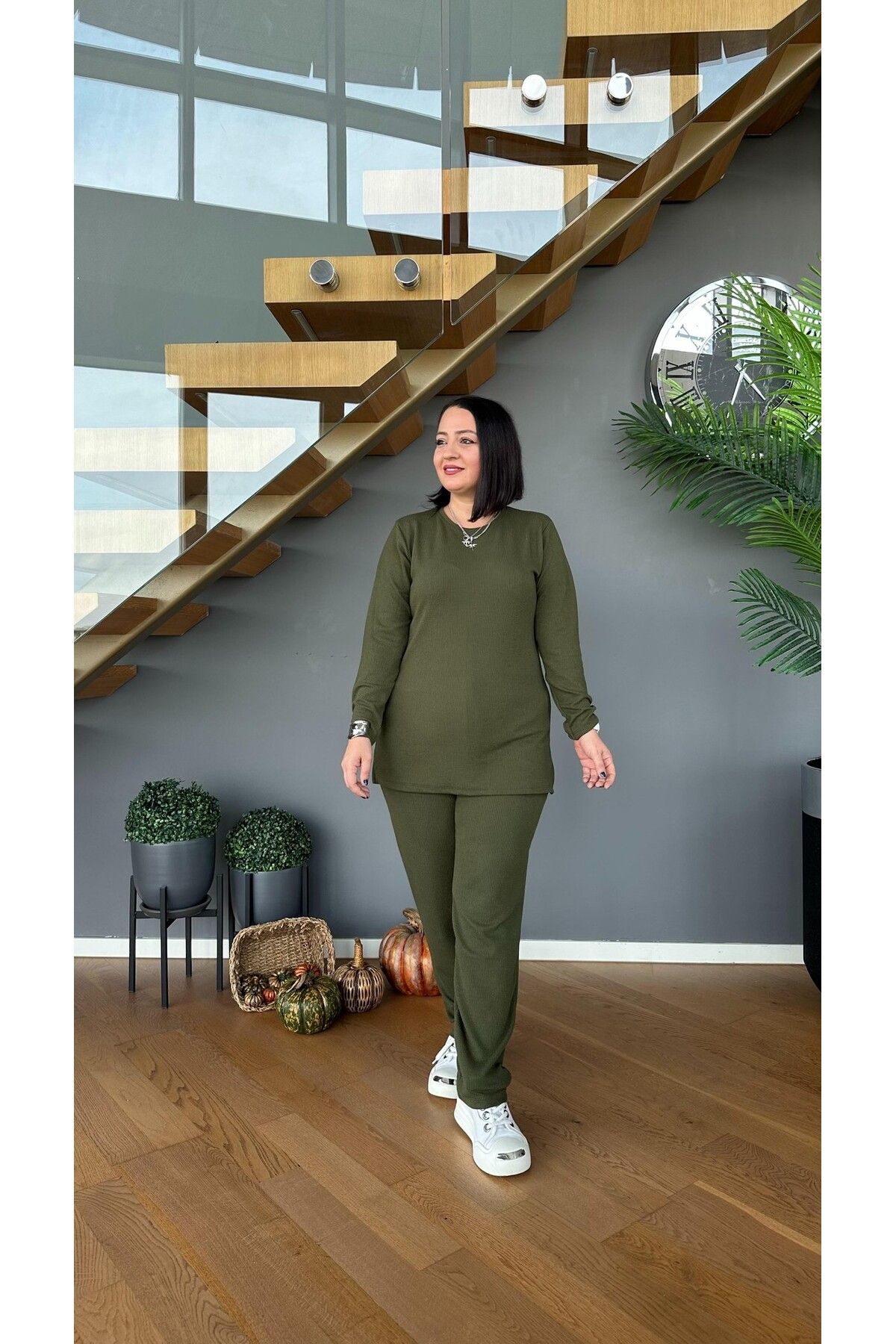 Vio Moda Büyük Beden Burgu Desen Takım