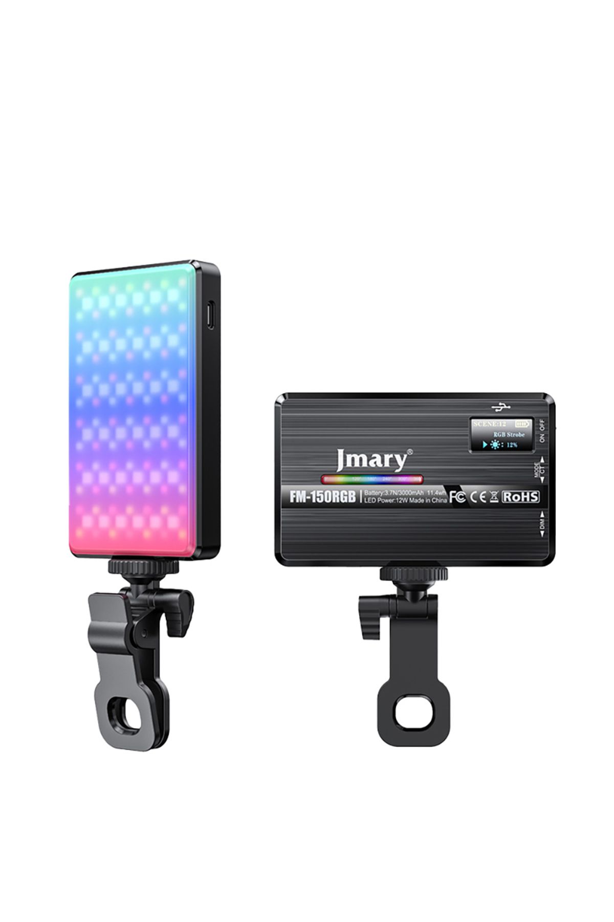 Jmary FM-150RGB RGB Led Telefon-Kamera Üstü Aydınlatma Işığı Siyah