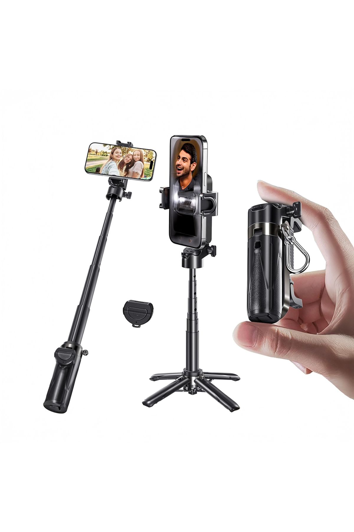 Jmary MT-18 360 Derece Dönebilen Kumandalı Selfie Çubuğu ve Tripod Siyah