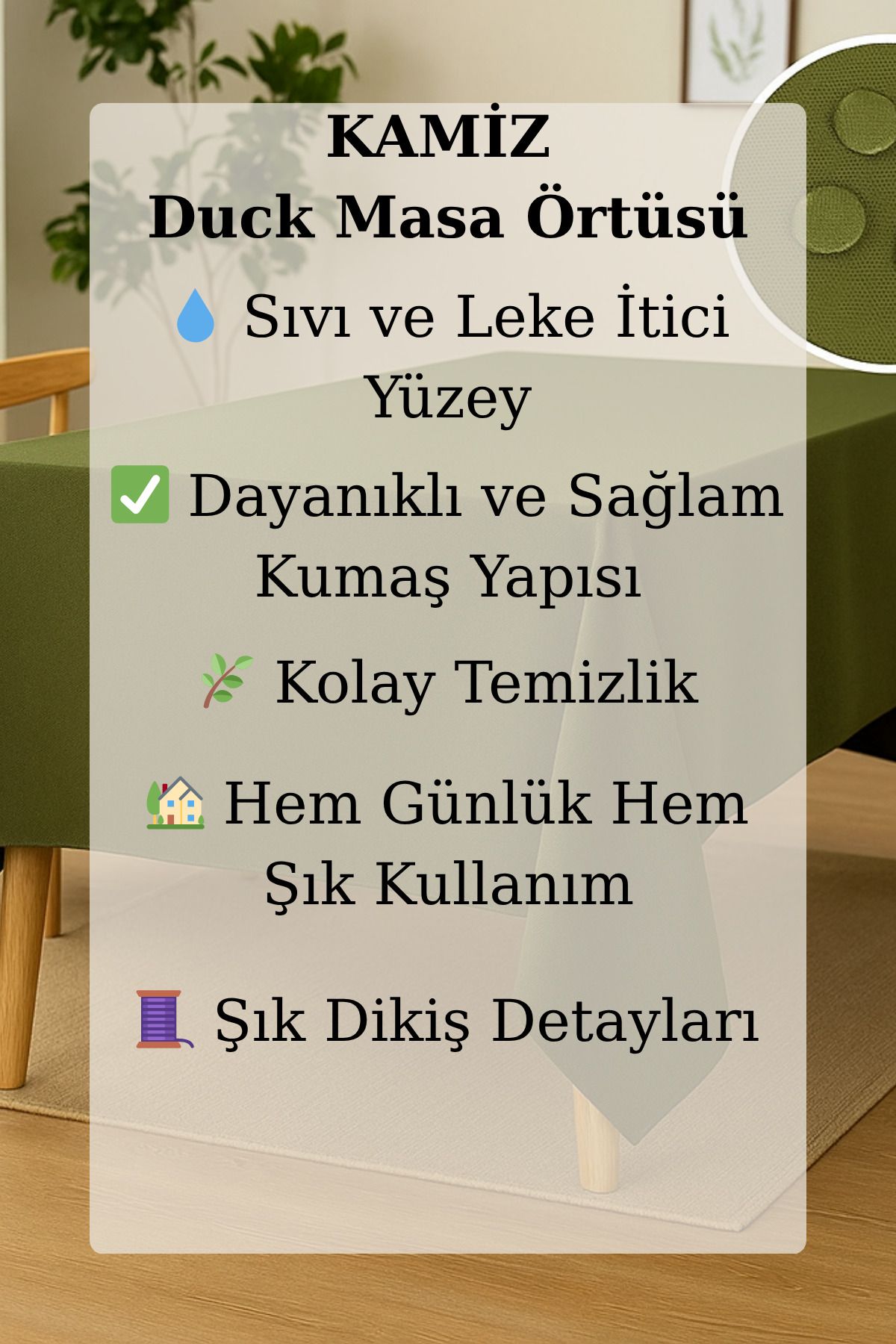 KAMİZ-Duck Fabric Table Cloth - Water and Stain Repellent |   Durable, Modern Design 2