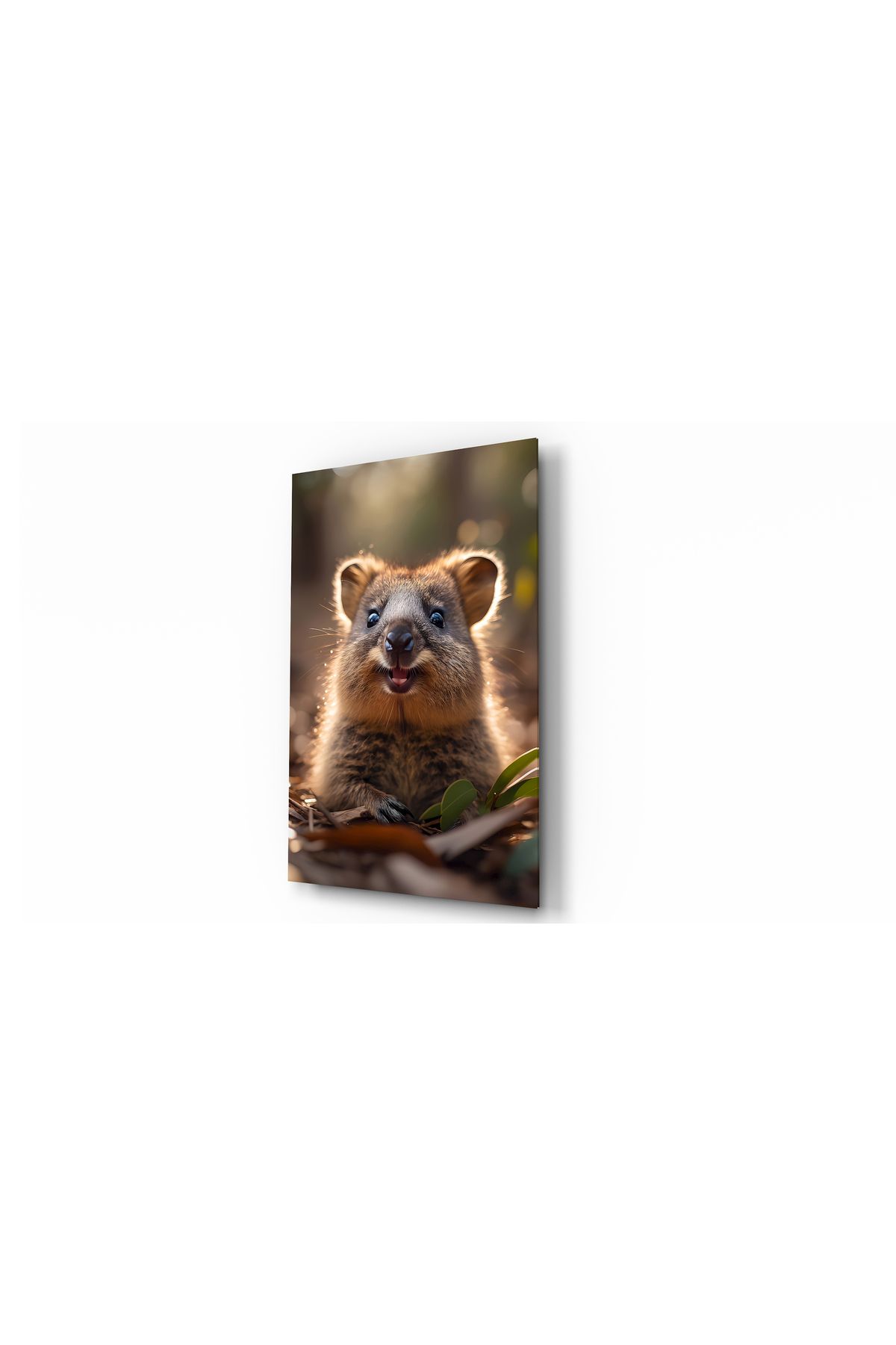 Evlika Quokka Hayvan Temalı Dekoratif Cam Tablo, Duvar Dekoru H0042