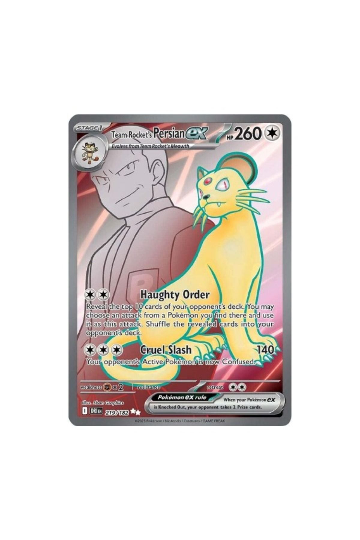 Pokemon TCG Destined Rivals Team Rocket's Persian Ex 219/182