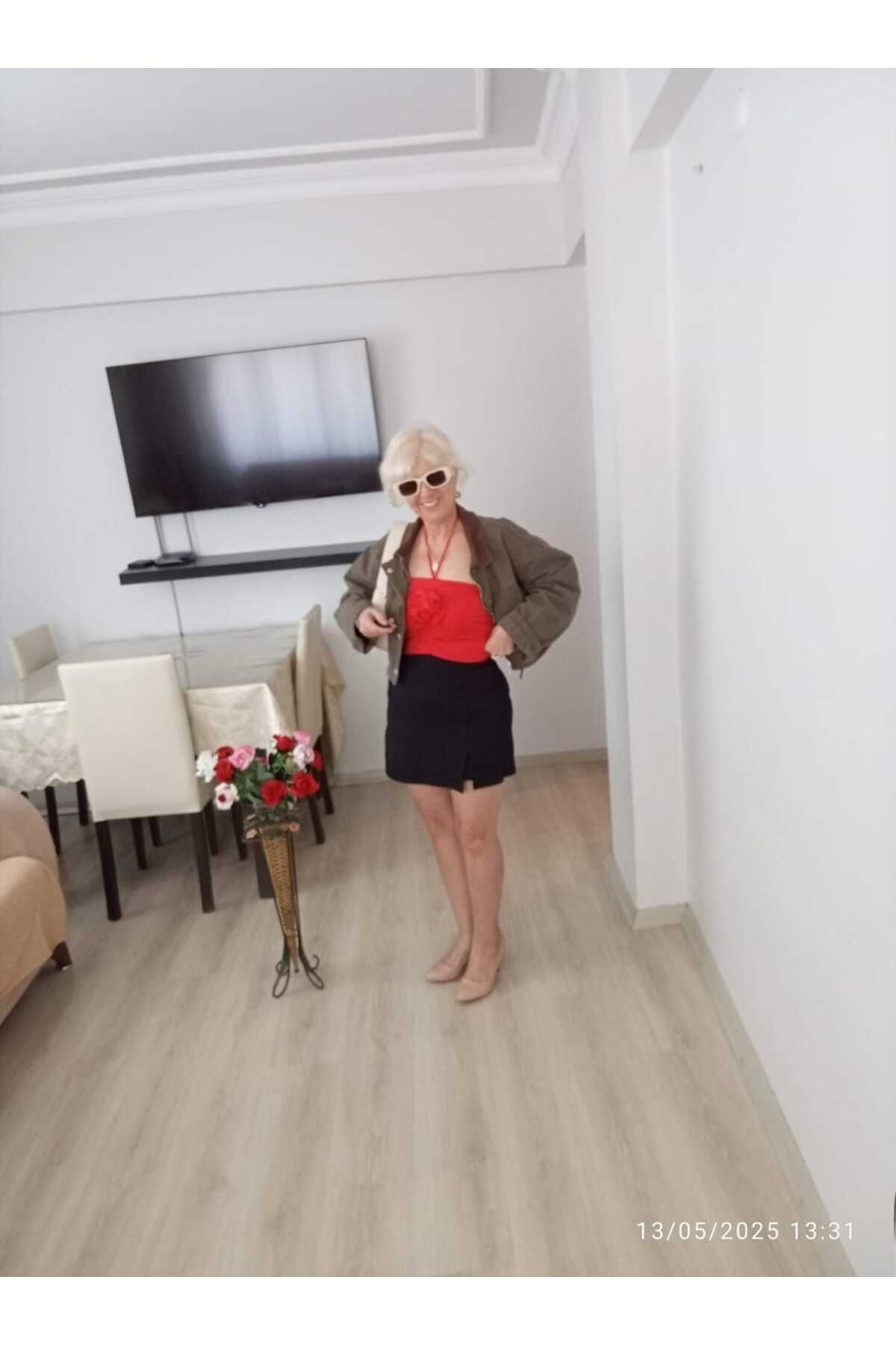 Butik Mimosabutik yeni sezon Önü gül detaylı straplez bluz