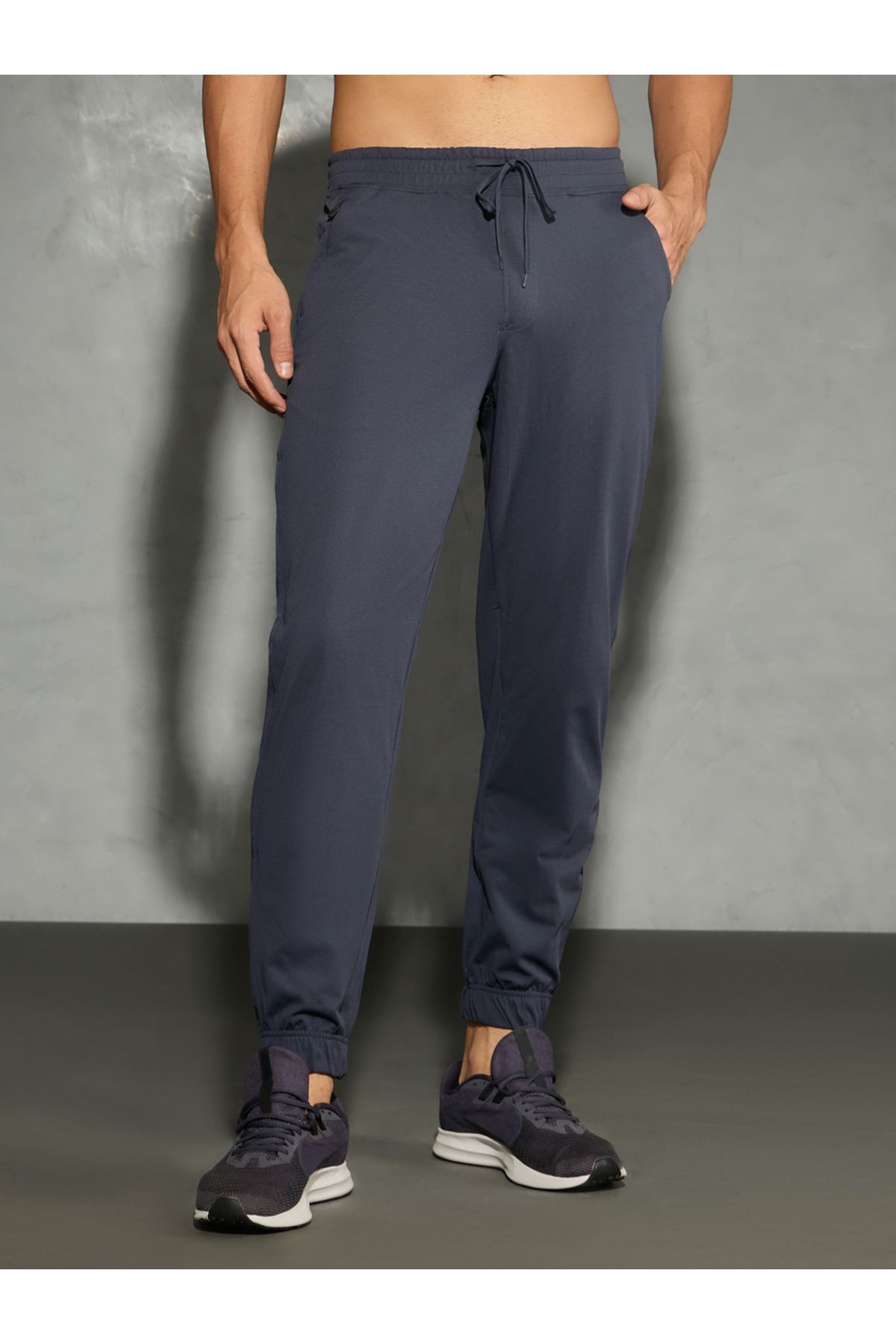 Technosport By Styli-Solid Stretch Joggers with Drawstring 3