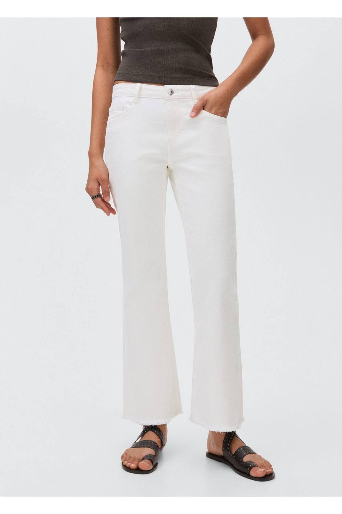 Dikişsiz flare jean pantolon