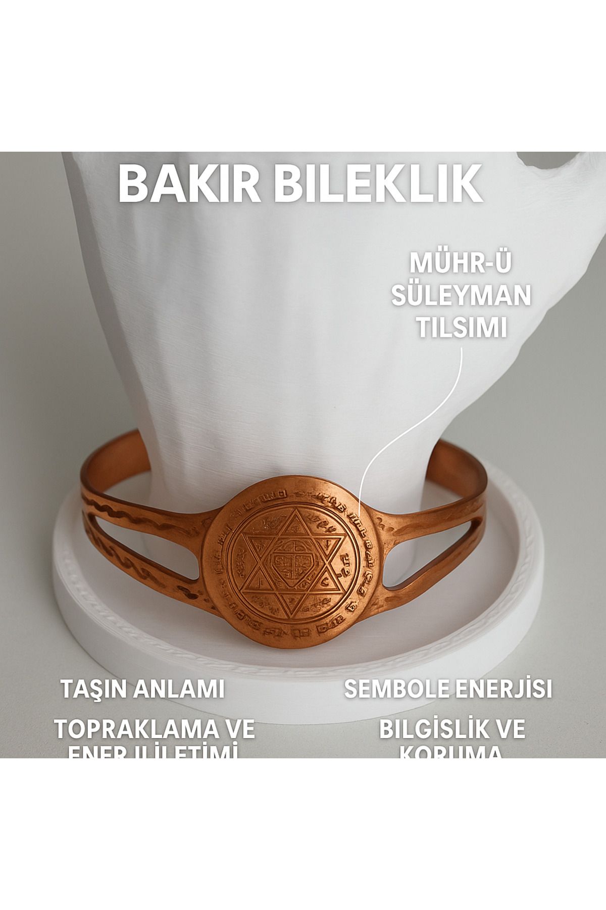 MODA Enerji Dengeleyici Bakır Bileklik – Süleyman Mührü Tılsımlı