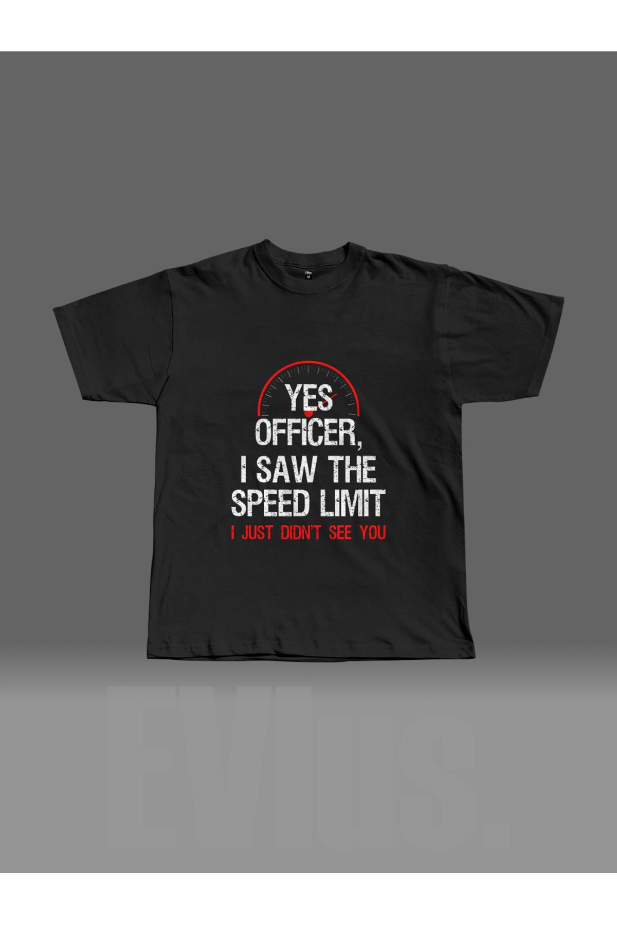 EVIus Oversize Hız Limiti Baskılı Bisiklet Yaka T-Shirt