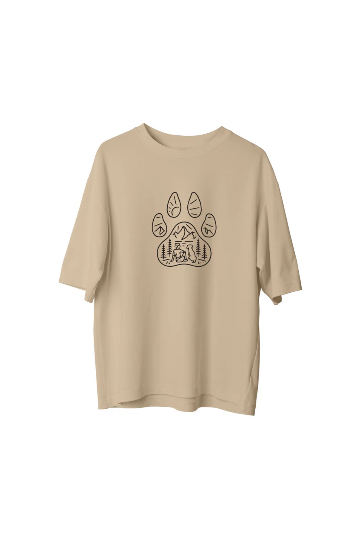 Koklonmoda Unisex Pati Dostum Baskılı Oversize T-Shirt