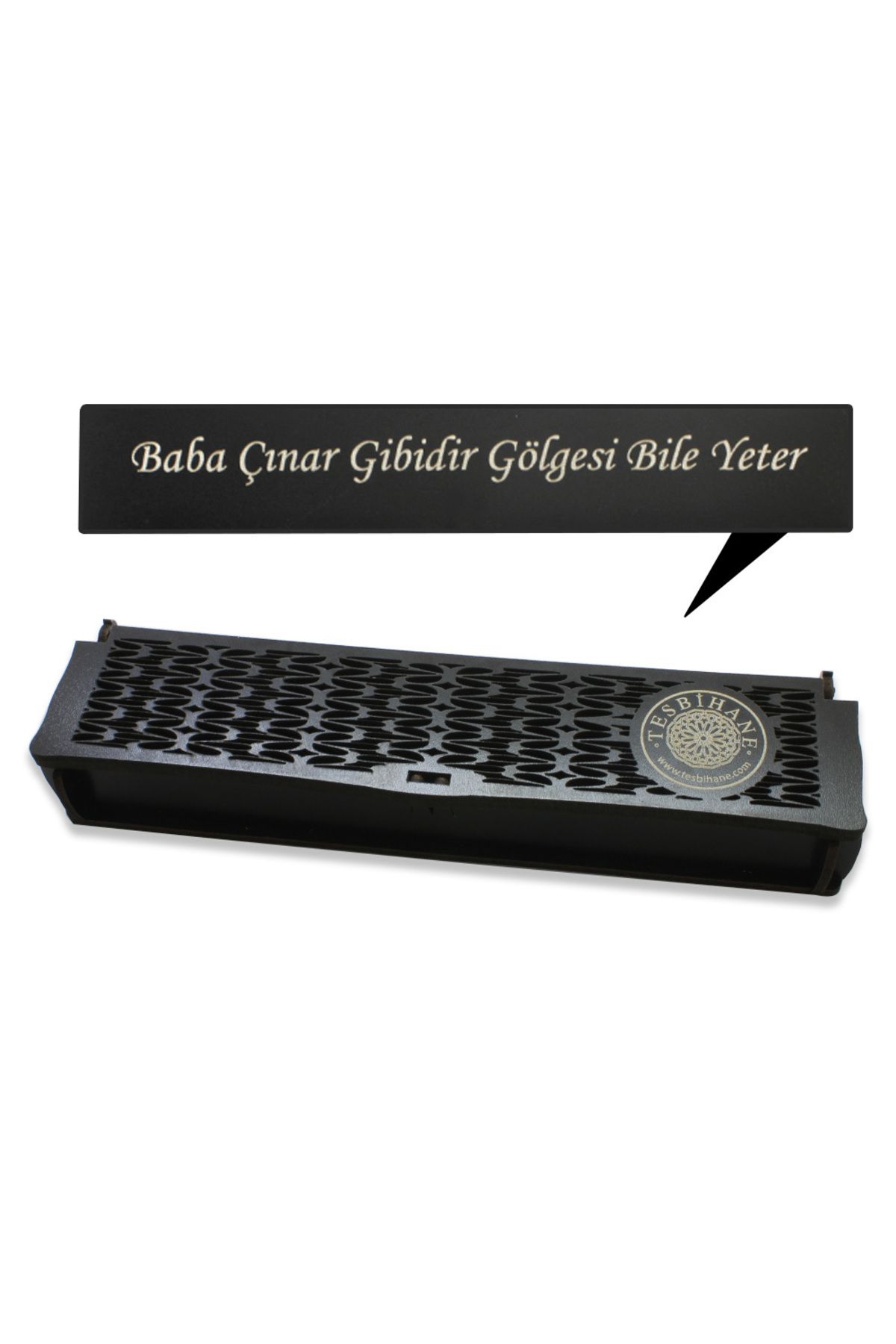 Tesbihane Özel Mesaj Yazılı Siyah Ahşap Elegance Hediye Tesbih Kutusu - M2