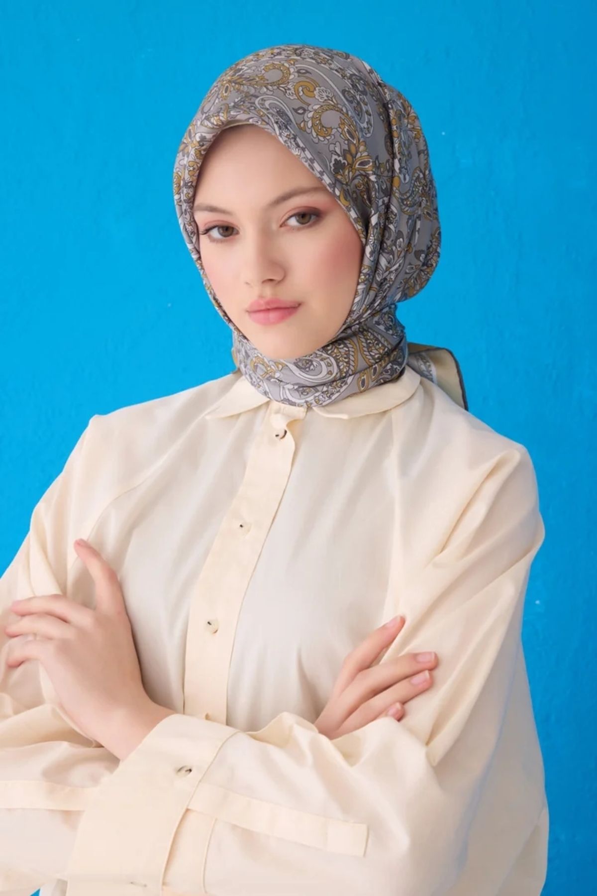 Belli Twill İpek Eşarp 4101D Etnik Desen Çok Renkli 14