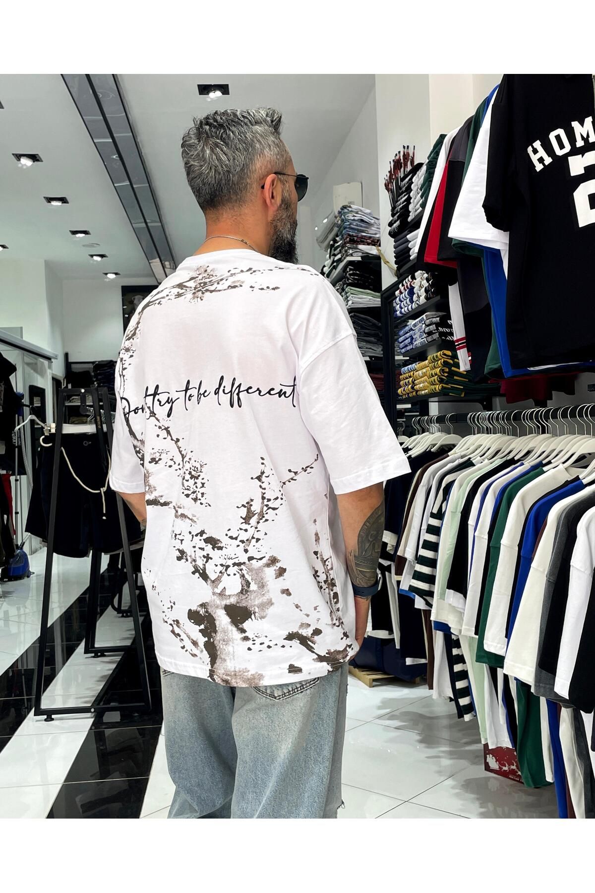 Higo Man Boya Efektli Erkek Oversize T-Shirt