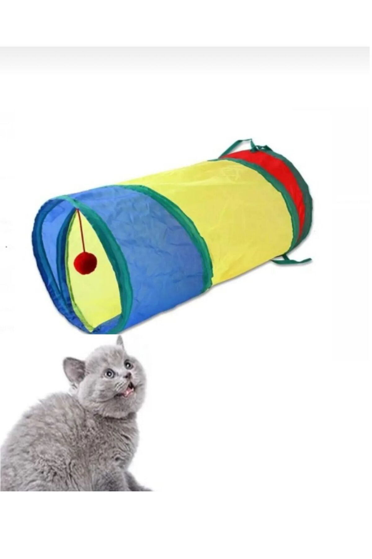 ArvenToys Düz Kedi Tüneli Katlanır Gökkuşağı Uzun Düz Kedi Köpek Oyun Tüneli Evcil Hayvan Oyun Tüneli