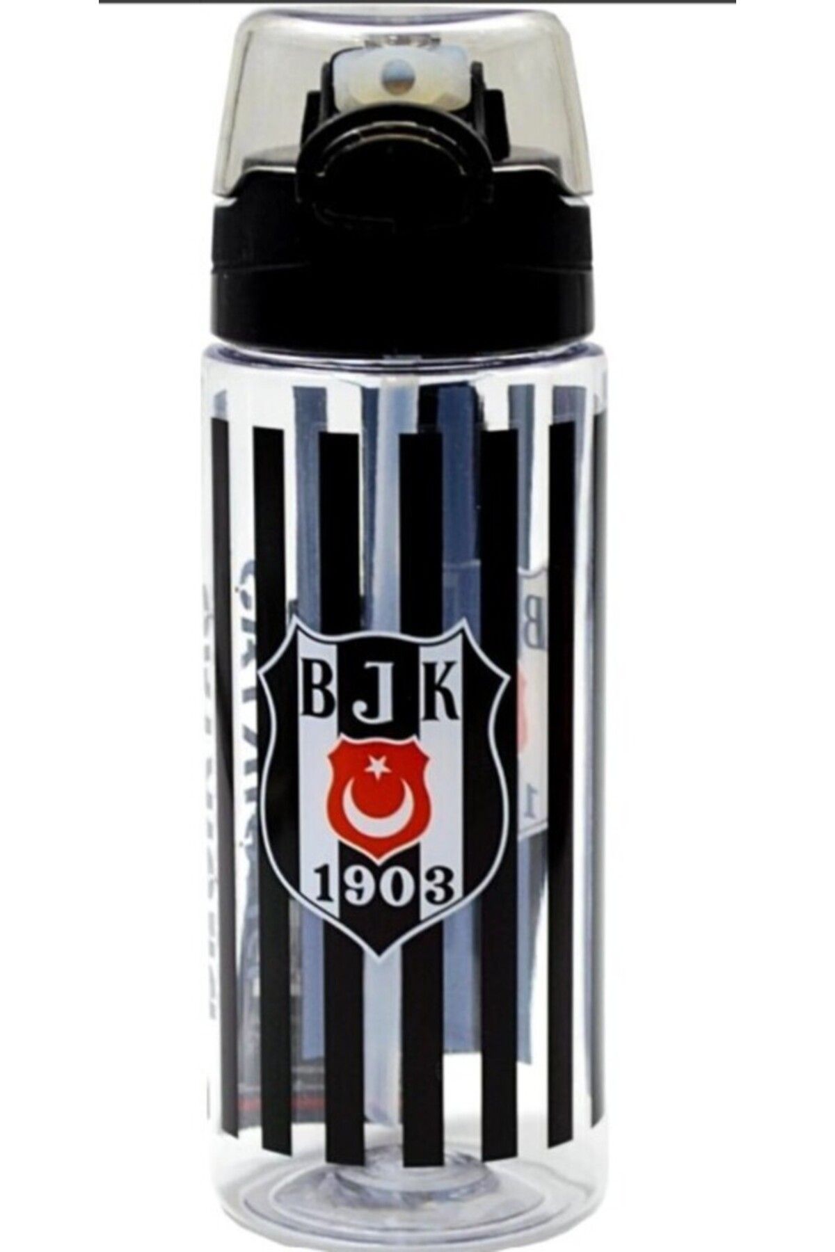 TUGASAN ONLİNE BJKS Çubuk Desenli Plastik Matara 500 Ml Siyah 24391