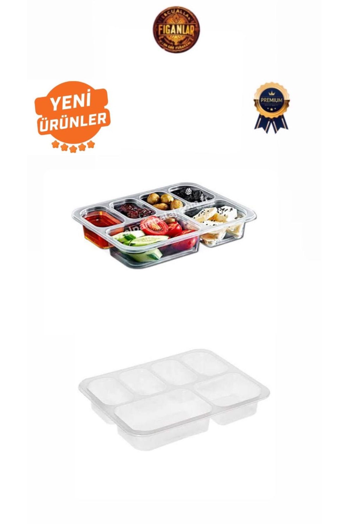 figanlar ambalaj 100 Adet Plastik Kullan At Kahvaltı Kabı 6 Bölmeli Plastik Şeffaf Kahvaltı Tabağı