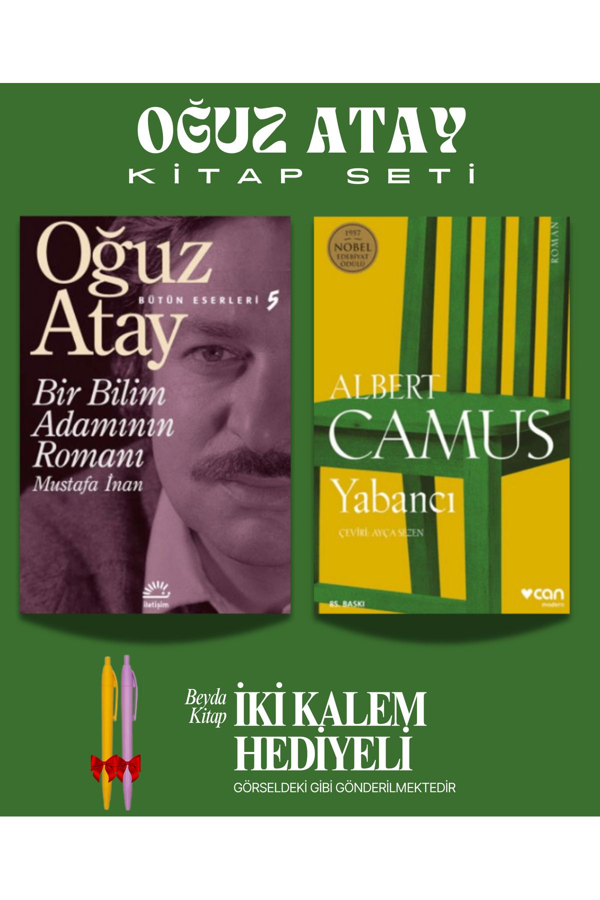 İletişim Yayınları Bir Bilim Adamının Romanı - Yabancı - Oğuz Atay - Albert Camus - İki Kalem Hediyeli
