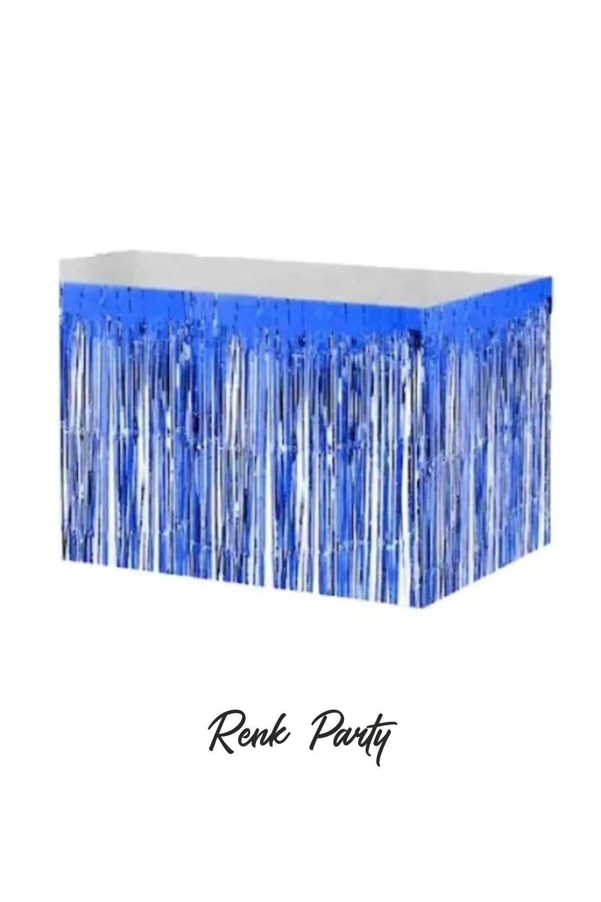 renk party Metalize Masa Eteği Lacivert Renk 75x360 Cm - Püskül Etek