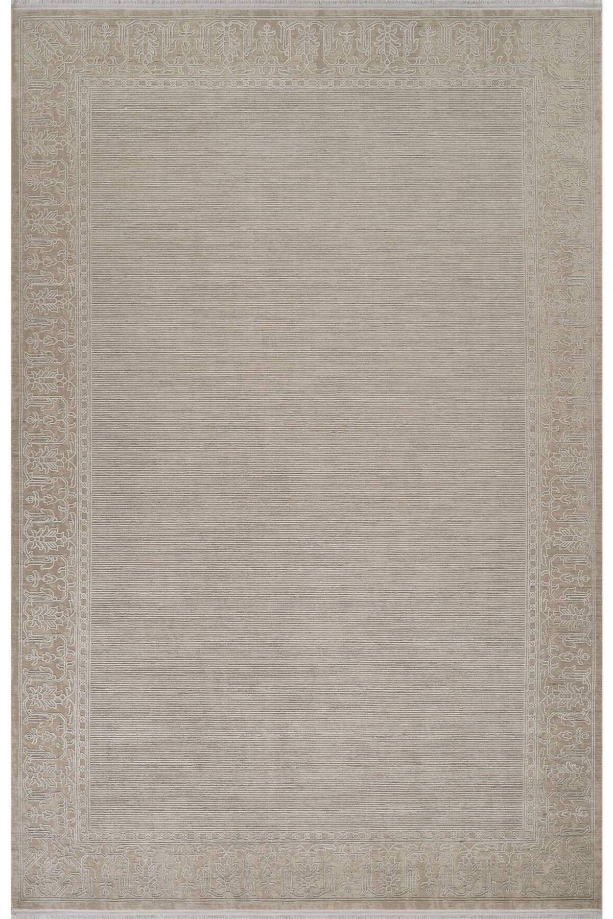 akbel halı & yatak exclusive home design Aura 2855 Krem - Viskon Halı | Modern Dokuma Salon Halısı | Kalın Tabanlı Şık Halı 15mm