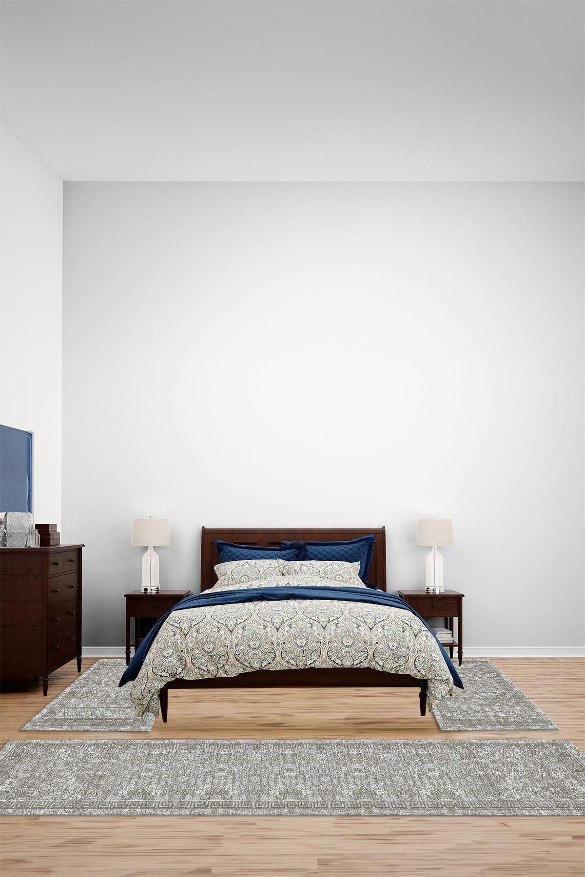 Viyana Home Dijital Kaymaz Yıkanabilir Çerçeveli Üçlü Yatak Odası Takım Halısı, YO-ÇERÇEVELİ-170-BEJ,