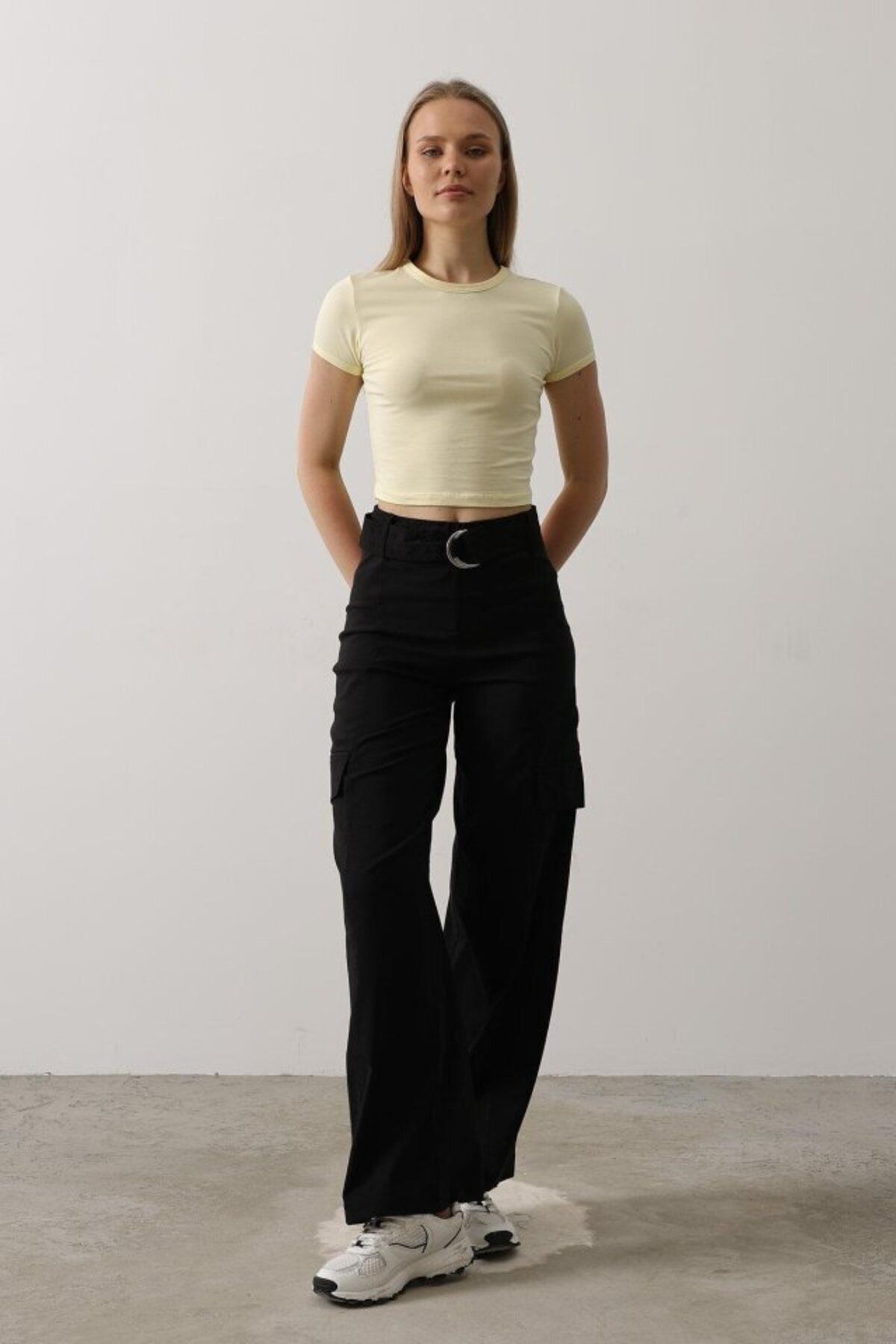 D&M Life Collection Kemerli Cargo Pantolon - Siyah