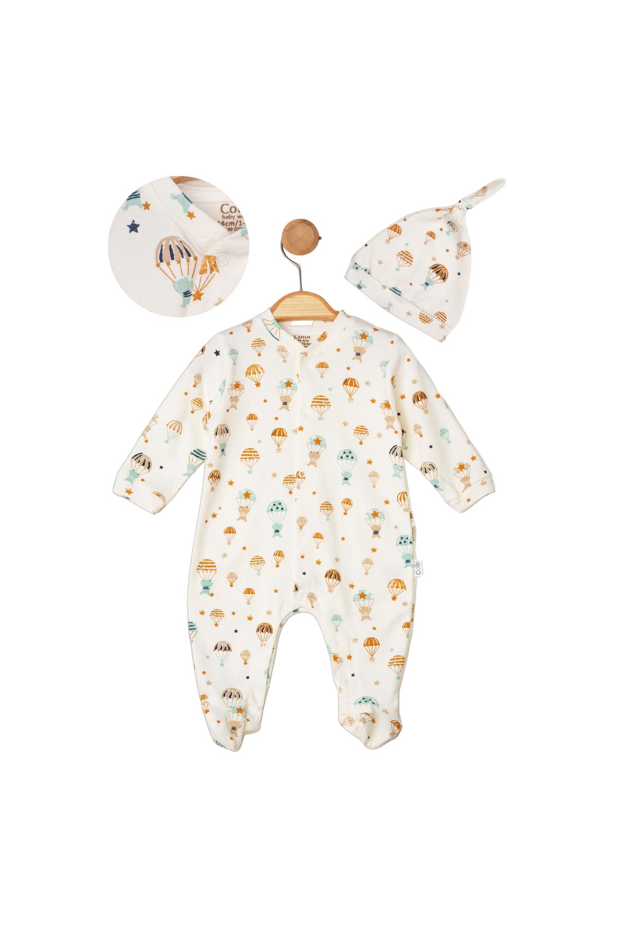 colbi baby uçan balon desen önden çıtçıtlı patikli tulum