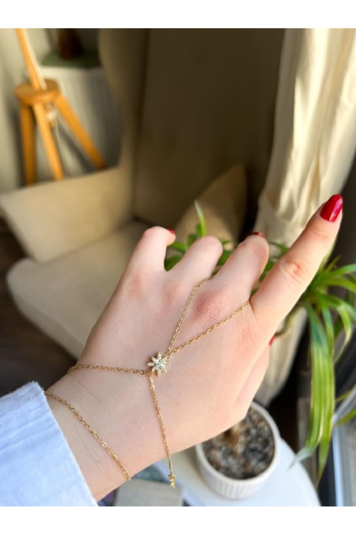 Moonjy Çelik Gold Zirkon Taşlı "Stellar Touch" Şahmeran