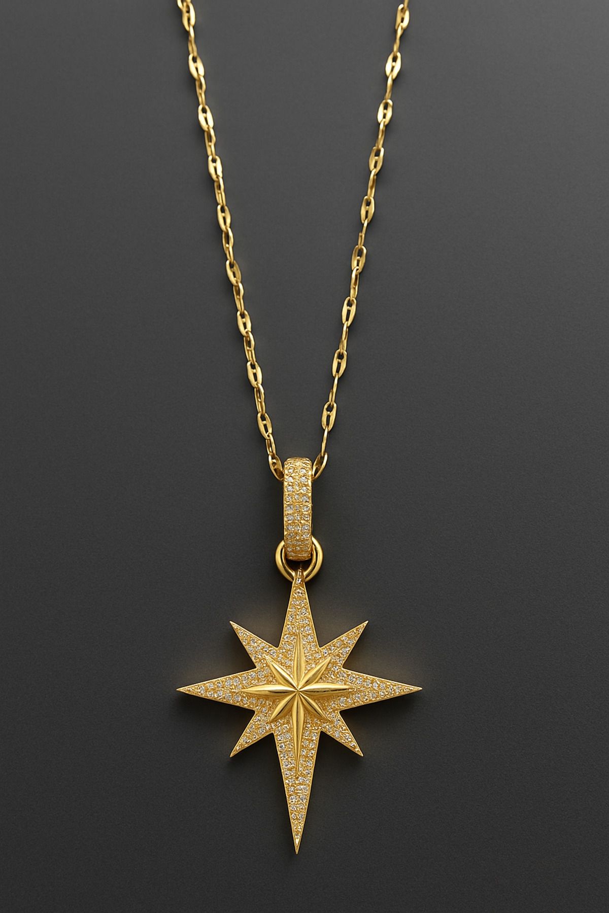 DARENT COLLECTİON Gold Renk Zirkon Taşlı Yıldız Figürlü Zincir Kolye – Işıltılı ve Zarif Tasarım