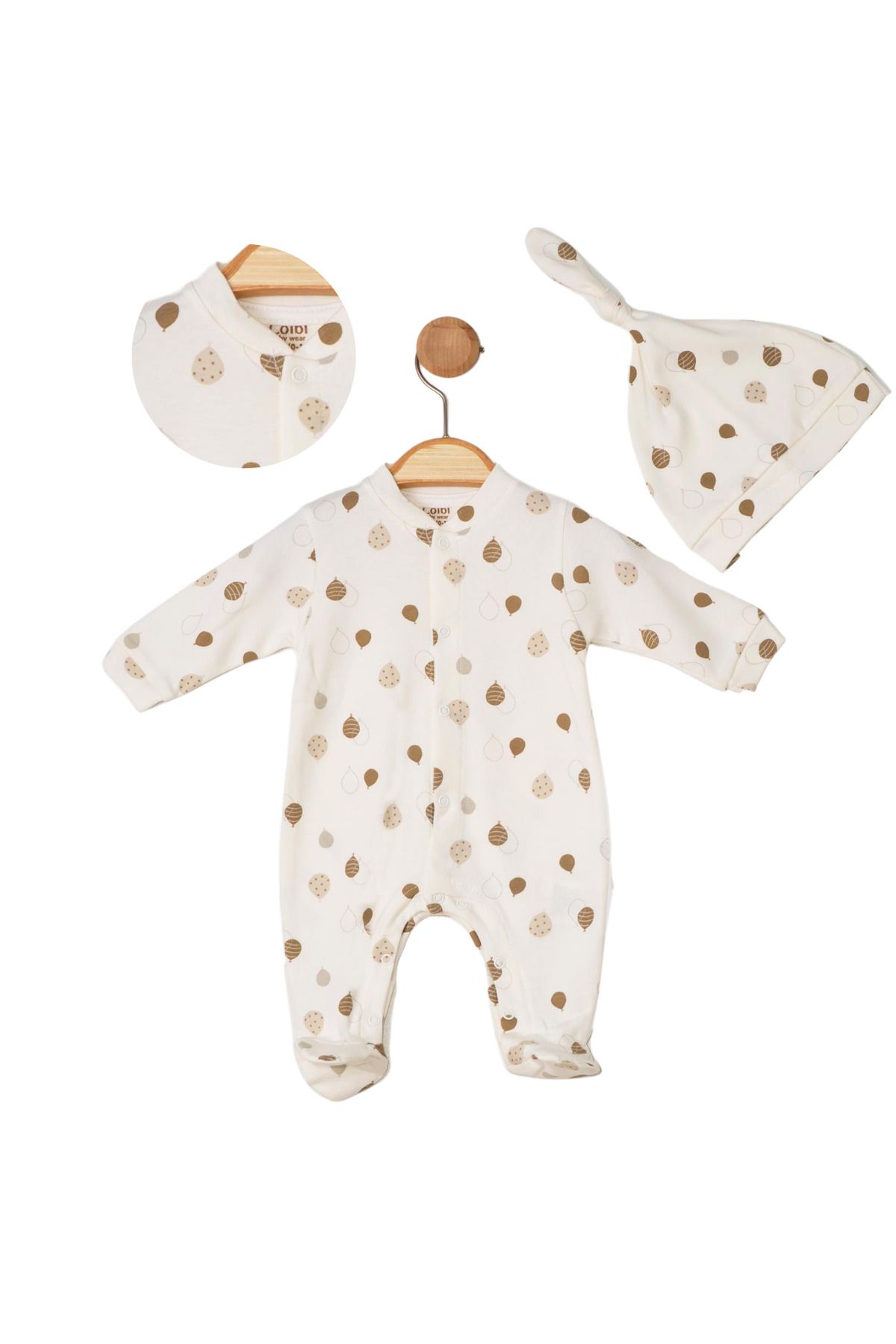 colbi baby Balon Desen Önden Çıt Çıtlı Patikli Tulum